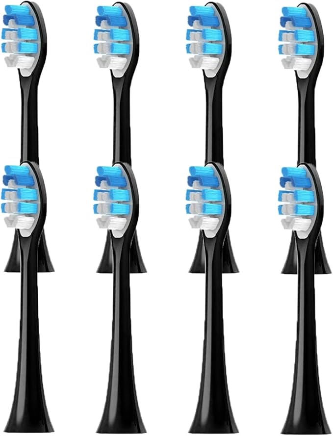 8-16pcs Toothbrush HeadsCompatible for with Protective Cover(8pcs Black)