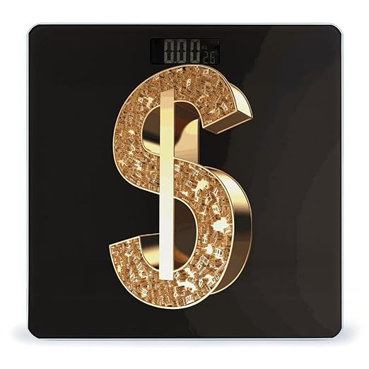 Gold Dollar Sign Bathroom ScaleHighly Accurate Digital Weighing Machine for People Bright LED Display Weight Scale for The Aldult Home Use
