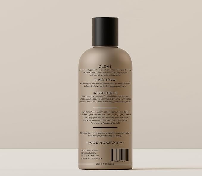HygieneLab Face Duo – EWG Verified Face Wash (5 fl oz) &amp Moisturizer (1.7 fl oz) Removes Dirt Hydrating Set with Aloe Niacinamide Vitamin C &amp Squalane
