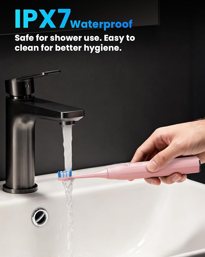 Onlyone Sonic Electric Toothbrush for Adults Rechargeable Ultrasonic Electric Toothbrush with 8 Brush Heads Travel Case Charging Base &amp Wireless Charging - 5 Modes with Smart Timer