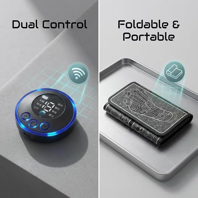 EMS Foot Massager Mat with Remote Control USB Rechargeable 8 Massage Modes 19 Intensity Levels Muscle Stimulator