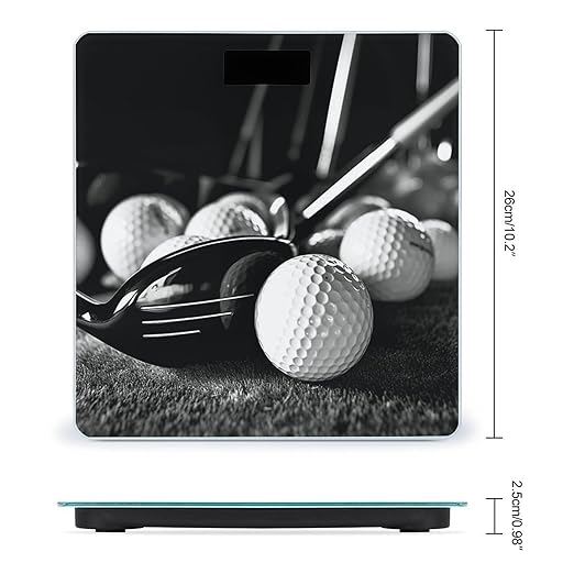 Black and White Golf Bathroom Scale Rounded Smart Scale for Body Weight Automatic Power On/Off Weight Scales Accurate Bathroom Digital Scales for Pet Home Bedroom Kitchen