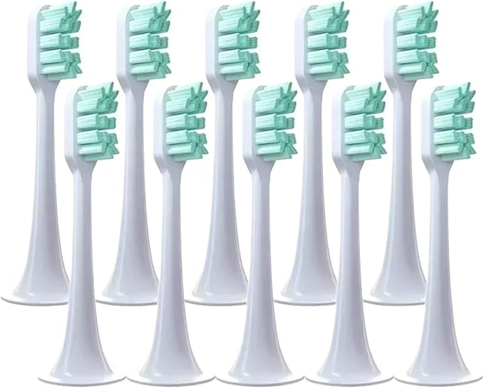 10pcs Replacement Toothbrush Heads Compatible for T300 T500 T700 Teeth Brush Soft Teethbrush Nozzles(10 Green-Standard)