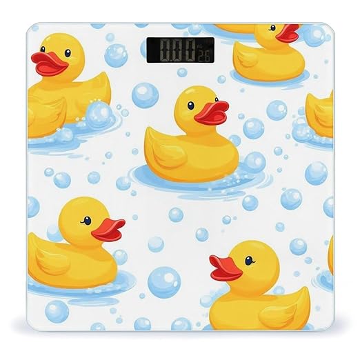 Smart Scale for Body Weight Automatic Switch Digital Bathroom Weighing Scale Cute Funny Cartoon Yellow Rubber Ducks Bubbles