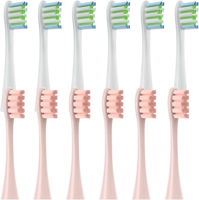 Compatible for 12 Pcs Replacement Brush Heads for X/X PRO/ Z1/ F1/ One/Air 2 /SE Toothbrush Soft Bristle Nozzles Refill(6White6Pink)