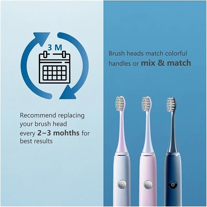 Compatible for FT7105/FT7106/FT7108/FT7205/TH01 Toothbrush Replacement Heads Soft Bristle Nozzles16pcs(16 Light Blue)