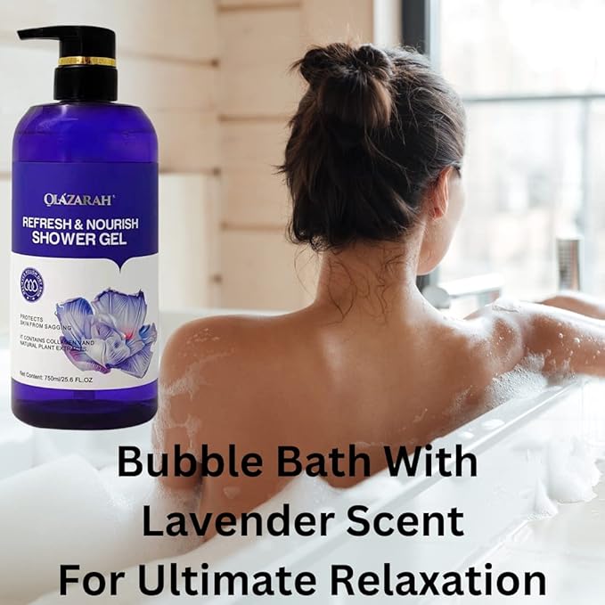 Collagen-Infused Refresh &amp Nourish Shower Gel w/Lavender and Natural Plant Extracts for Cleansing &amp Firming Paraben and Dye-Free (Lot of 3)