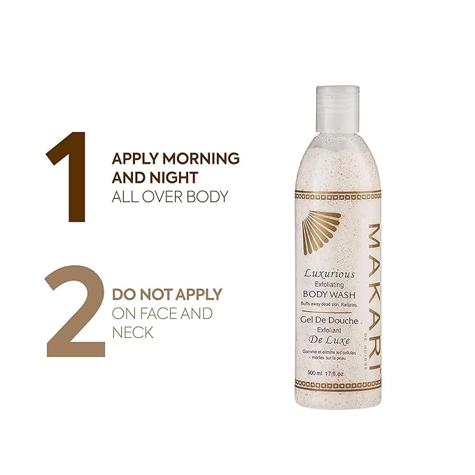 Makari Classic Luxurious Exfoliating Body Wash (500 ml) | Brightening &amp Exfoliating Body Cleanser | Removes Dead Skin Cells &amp Unclogs Pores | Recommended for All Skin Types