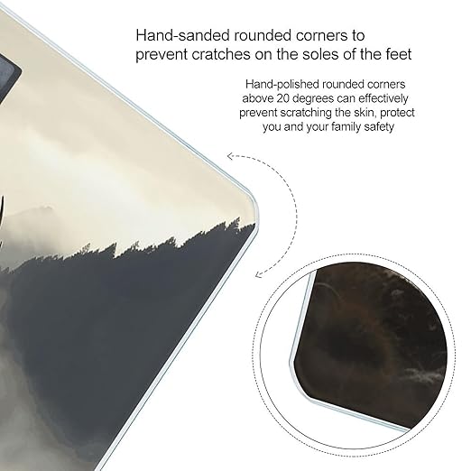 Deer on The Foggy Mountain Bathroom Scale Large LCD Backlight Display Digital Scale Rounded Corners Body Scales Automatic Power On/Off Bathroom Scales for Home Bedrooms