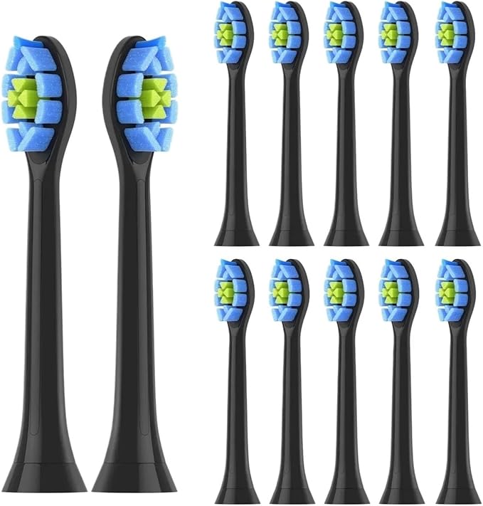Replacement Toothbrush Heads Compatible for Philips DiamondClean C2 C1 G2 W Plaque Control Simply Clean Electric Brush Head8 Pack(Black-12pcs)