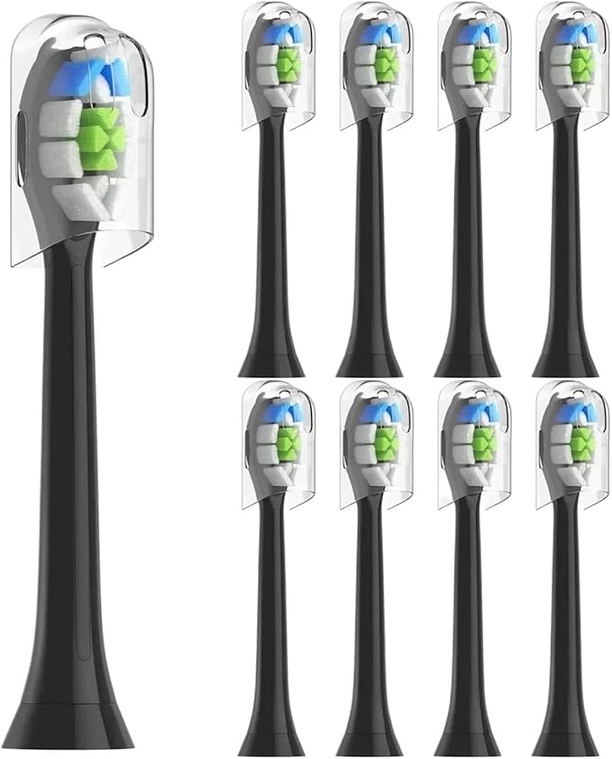 8 Replacement Brush Heads Compatible for Sonic Toothbrush HX6063 with Hygiene caps Suitable for Electric toothbrushes3(Black B)