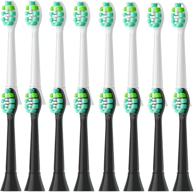 4-16pcs Replacement Toothbrush HeadsCompatible for Phillips Sonicare Electric HandlesSoft Bristles(8White 8Black)