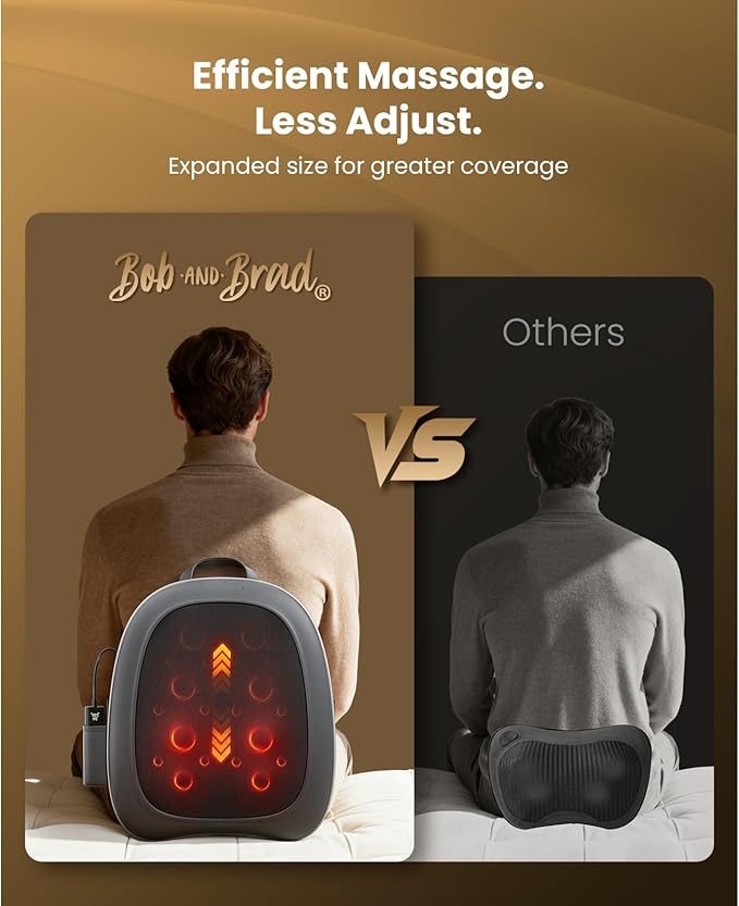BOB AND BRAD Back Massager for Pain Relief Deep Tissue FSA EZBack Pro Corded 4D Kneading Shiatsu Back Massager with Heat HSA Eligible Up and Down Rolling Massage at Office Home Gift for Man
