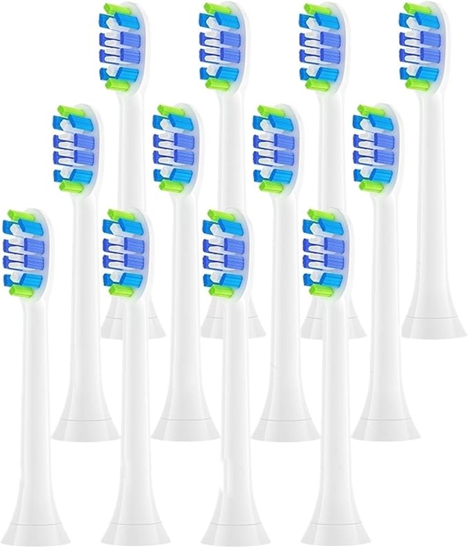 12pcs Replacement Toothbrush Heads Compatible for Sonicare Soft Brush Head 4100 6500 6100 7500(12PCS Bule)