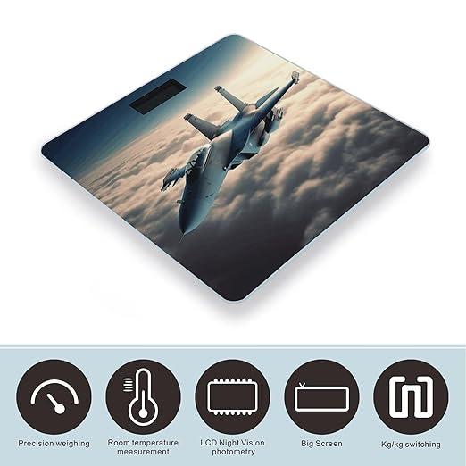 Aircraft Fighter Jets Bathroom Scale Weight Scale for Body WeightHighly Accurate Digital Weighing Machine Clear LED Display Digital Bathroom Body Scale 400lb/182kg