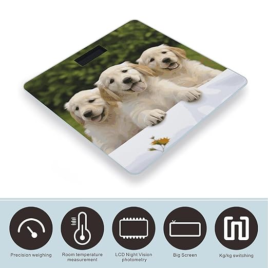Golden Retriever Puppies Bathroom ScaleHighly Accurate Digital Weighing Machine for People Bright LED Display Weight Scale for The Aldult Home Use