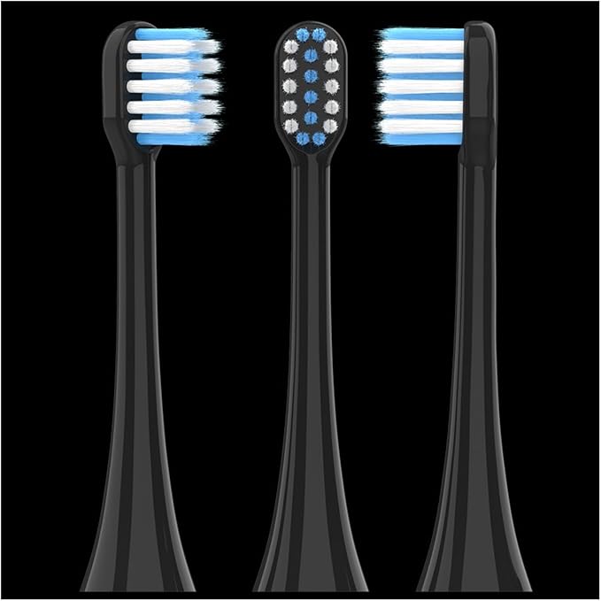 Suitable for Lohmann Electric Toothbrush Cleaning Brush Head Soft bristles Replacement T3/T5/V5/T6/T10/T10sT10X(Black stem - White Blue Pointed Hair)