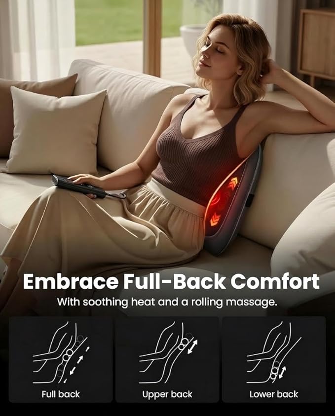 BOB AND BRAD Back Massager for Pain Relief Deep Tissue FSA EZBack Pro Corded 4D Kneading Shiatsu Back Massager with Heat HSA Eligible Up and Down Rolling Massage at Office Home Gift for Man