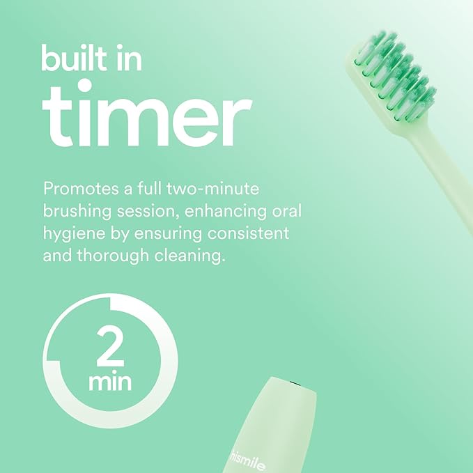 HISMILE Electric Toothbrush 3 Brushing Modes Smart Timer Rechargeable Electric Tooth Brush for Adults and Children Soft-Tapered Bristles Mode Memory (Green)