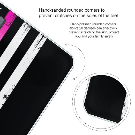 Digital Bathroom Weighing Scale Energy Saving Scale Smart Scale for Body Weight Breast Cancer Awareness Ribbon American Flag Black