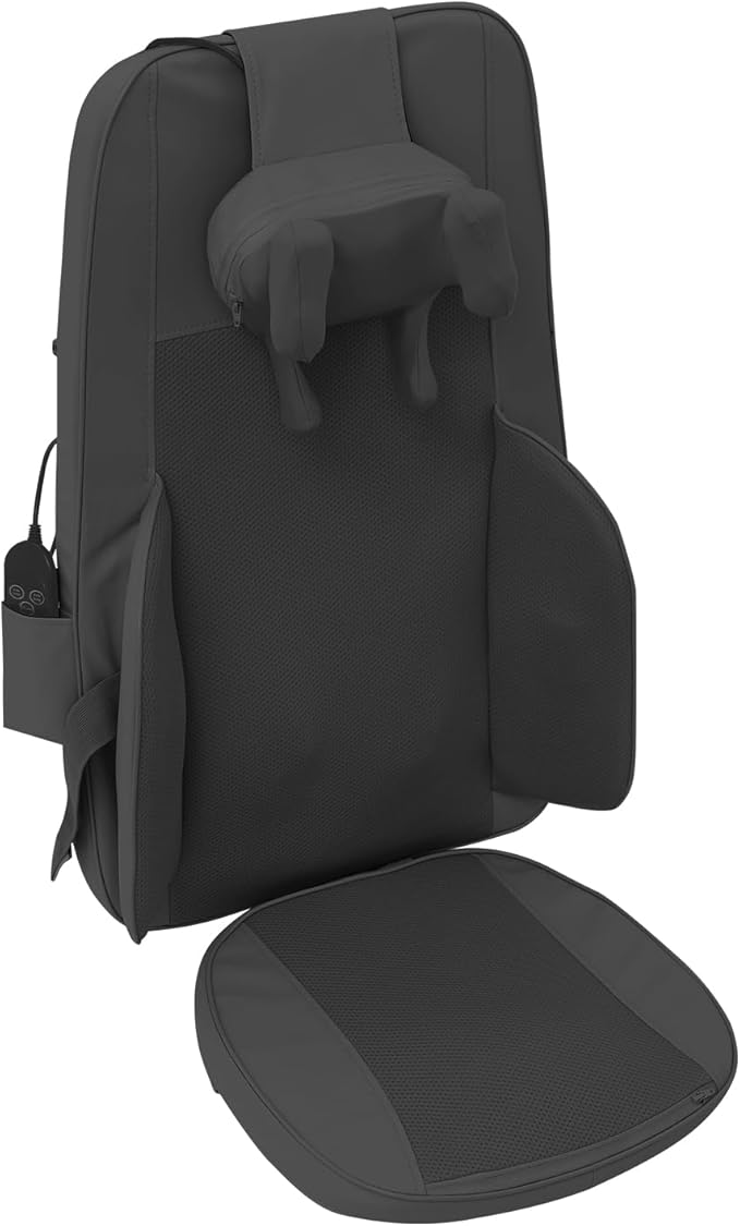 Neck and Back Massage Device with Heat Comfortable Back Massage for Pain Relief Back Massager for Chair for Office Home Car (Black)