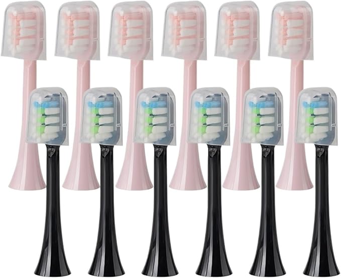 Replacement Brush HeadsCompatible for SOOCAS X3U/X3Pro/X5/V1/D2/D3 12pcs Bristle Electric Toothbrush Dupont Sealed Packed(SHUSHI-PK6BK6)