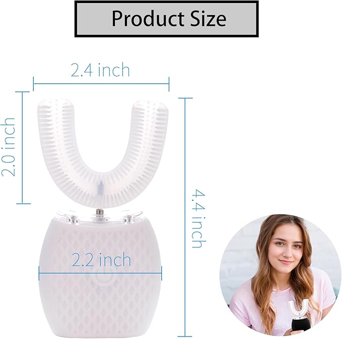 Automatic Toothbrush for Adults - Ultrasonic Electric Toothbrush 30s Timer Soft Bristles Wireless Charging Washable Portable for Travel &amp Home Use Dual-use (White Adult)