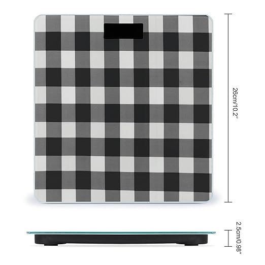 Black and White Plaid Bathroom Scale for Body Weight LCD Display Digital Bathroom Scale Tempered Glass Bathroom Weight Scales Fashion Smart Scales for Home Bedroom 400 Lb