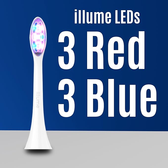 BIOLIGHT Illume Sonic Electric Toothbrush with Red &amp Blue Light Therapy – Professional Whitening Gum Care &amp Advanced Oral Hygiene - White