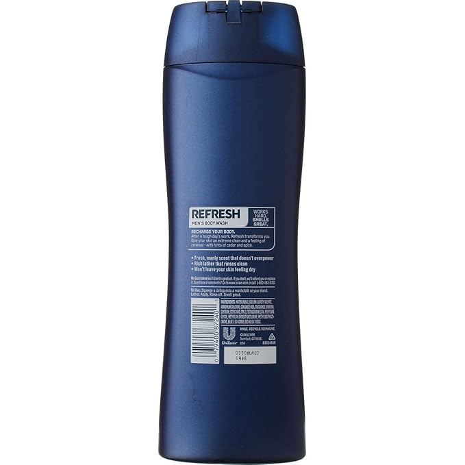 Suave Men Body Wash Refreshing 12 Fl Oz (Pack of 6)