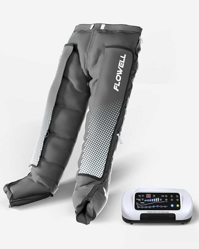 Flowell Air Pressure Therapy System – FDA Cleared (K243791) Home Pants Set – 6-Air-Chamber Leg Compression &amp Massage System for Circulation Support Muscle Relaxation &amp Recovery