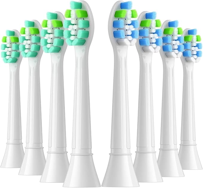 8pcs Replacement Toothbrush Heads Compatible with Phips Electric Brush Head 4100 6500 6100(4Green4Blue)