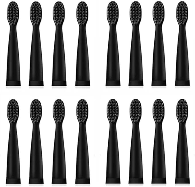 16pcs Replacement Brush Heads for Sonic Electric Toothbrush Soft Head Tips Deep Clean Adults J110 / J209(16pcs Black Head)