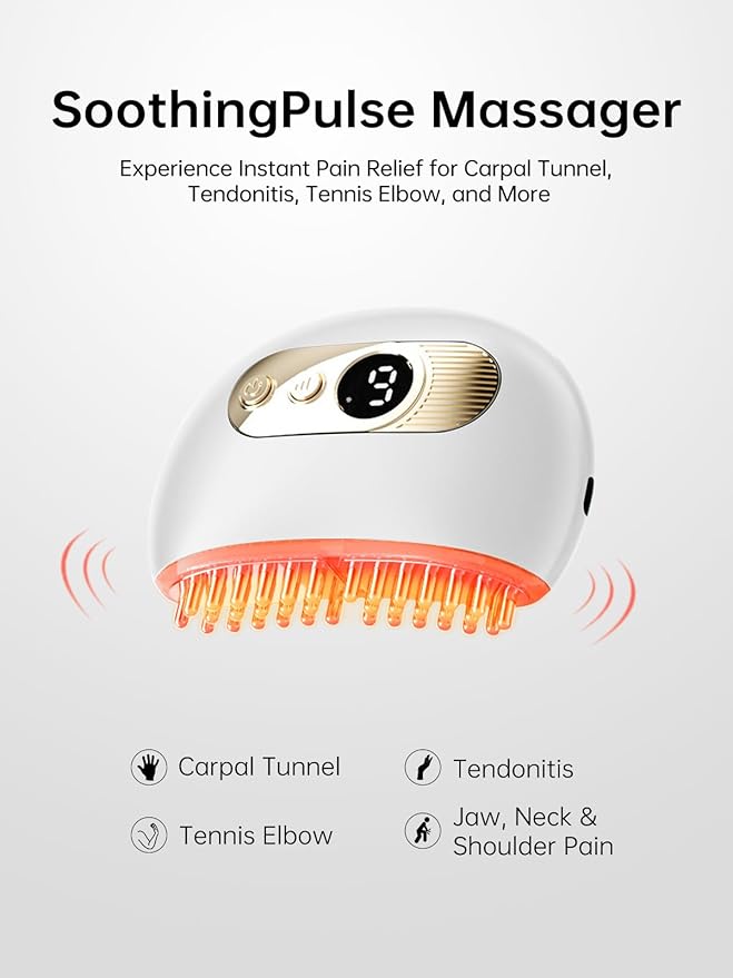 Hand Massager with Heat and Vibration – Electric Wrist and Elbow Massager for Carpal Tunnel Arthritis Tendonitis Thumb &amp Joint Pain Relief (White)