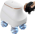2025 New 4-Head Deep Tissue Electric Percussion Massager for Muscle Relaxation - 5 Adjustable Levels Rechargeable Vibration Massage Device for Neck Back Shoulder Leg (White)
