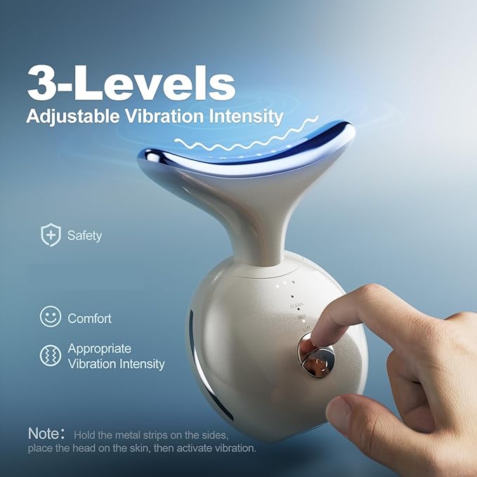 7 in 1 Facial Massager Tool Red - Light Therapy for face and Neck face Lift Device Portable face sculptin with 7 Color Neck Massager for Double - Chin - Reducer.