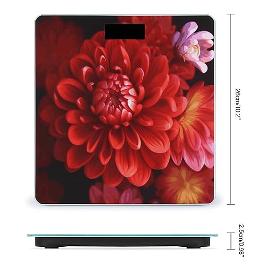 Red Beautiful Flower Weight Scale Digital Electronic Scales Bathroom Scale Larg LCD Backlight Display High Precisio MeasurementsTempered Glass