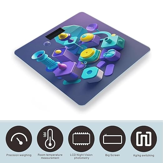 Interesting Shapes Scale for Body Weight Digital Bathroom Scale Toughened Glass High Precision Scales for Body Weight with Large LCD Backlight Display Weight Scales