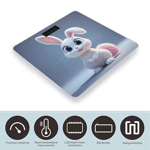 Bunny Scale for Body Weight Digital Bathroom Scale Toughened Glass High Precision Scales for Body Weight with Large LCD Backlight Display Weight Scales