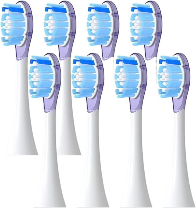 8 Pcs Replacement Brush Heads Compatibility for Diamond Series HX6064 HX6930 HX6730 Sonic Electric Toothbrush(8 Purple A3)