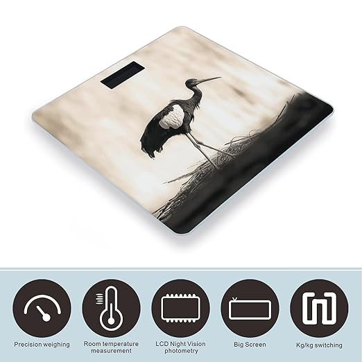 Black Stork Bathroom Scale Ultra-Bright Liquid Crystal Screen Weight Scale Accurate Bathroom Body Scales for Body Weight Bathroom Pet Home Bedroom Gift-Giving