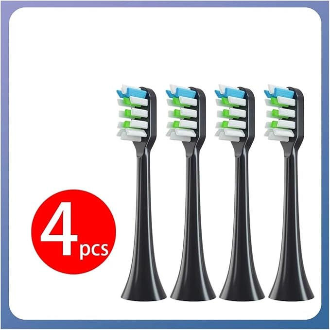 Replacement Brush HeadsCompatible for X3/X3U/X5 4PCS Clean Soft Electric Toothbrush Vacuum Nozzles Bristle(4BlackBlue)