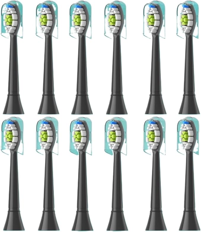 4/8pcs Replacement Toothbrush Heads Compatible for Philips Sonicare Soft Electric Brush Head 4100 6500 6100 7500 5(12pcs Black)