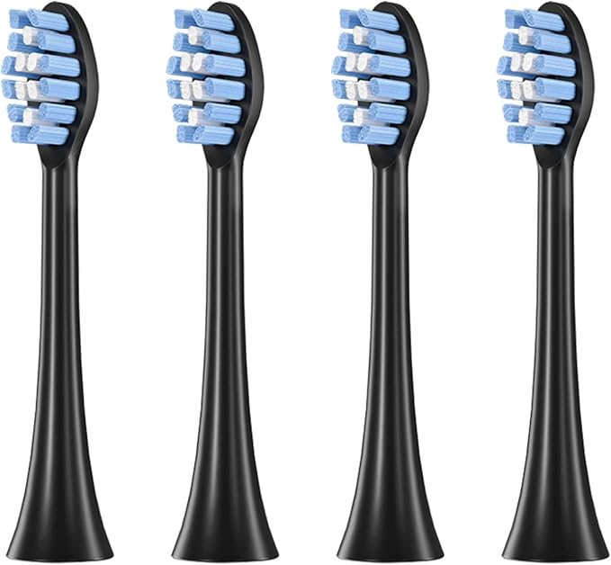 Compatible for FLYCO FT7105/FT7106/FT7108/FT7205/TH01 Electric Toothbrush Replacement Heads Soft Bristle Nozzles4-16pcs(4 Black)