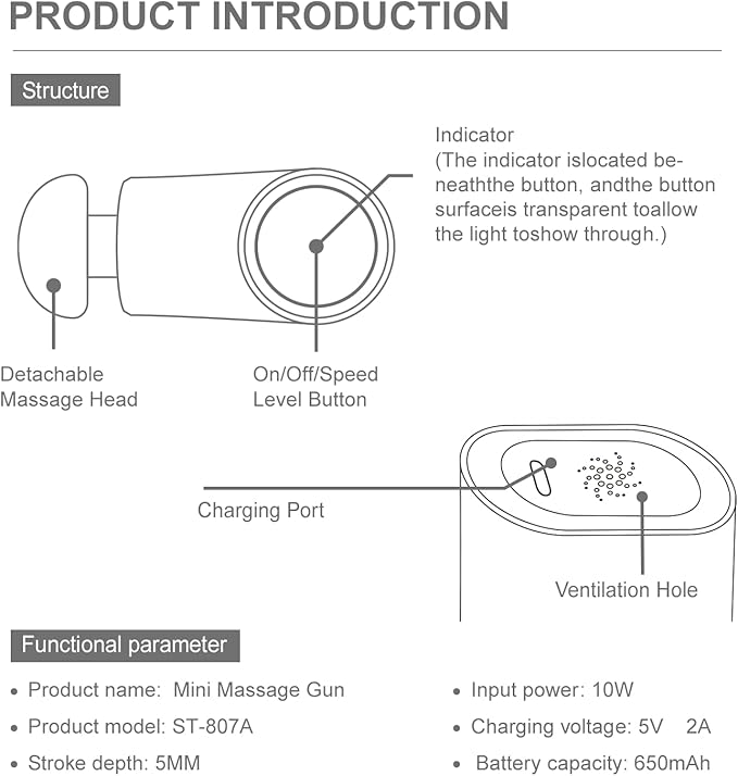 Portable Mini Massage Gun Percussion Deep Tissues Muscle Massager Compact Sports Travel Massage Gun Portable Handheld Massager for Home Gym Office Outdoors