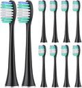 10 Pieces Large Brush Head Crescent-Shaped Bristles Compatible for Aquasonic Series Electric Toothbrush Soft Bristle Deep(Black)