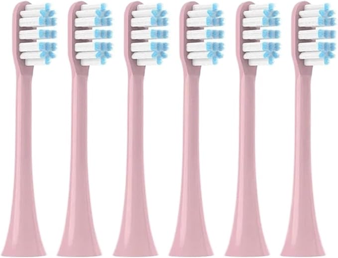 6PCS Toothbrushes HeadCompatible for SOOCAS X3/X3U/X3Pro/V1/X5/X1 Pro Sonic Colorful Toothbrush Soft Bristle Nozzles(6pinkblue)