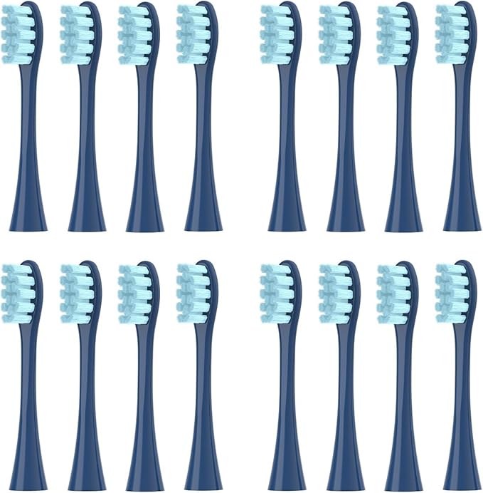 16pcs Replacement Brush Heads for X/Pro/ Z1/ SE F1 One PW01/03/05/07/09 P5 Electric Toothbrush(16 Blue)