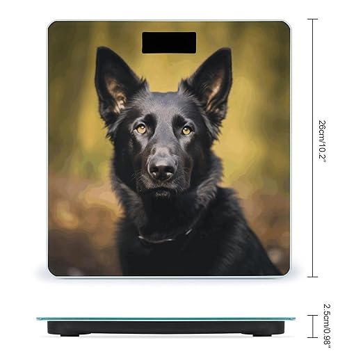Black German Shepherd Dog Scale with LCD Precision Weighing Scales Sturdy Tempered Glass Weight Scales Easy-to-Read Anti-Slip Weight Digital Bathroom Scale for Daily