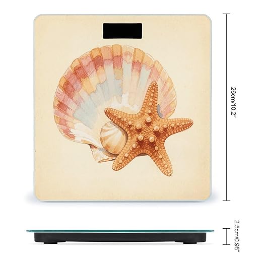 Sea Shell Starfish Scale for Body Weight Sturdy Tempered Glass Weighing Scales with LCD Display Accurate Digital Bathroom Scale Convenient Body Fat Smart Scales Easy Read